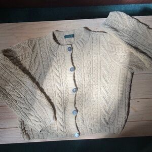 Vintage J. Crew cream/tan wool cardigan sweater! In perfect condition!